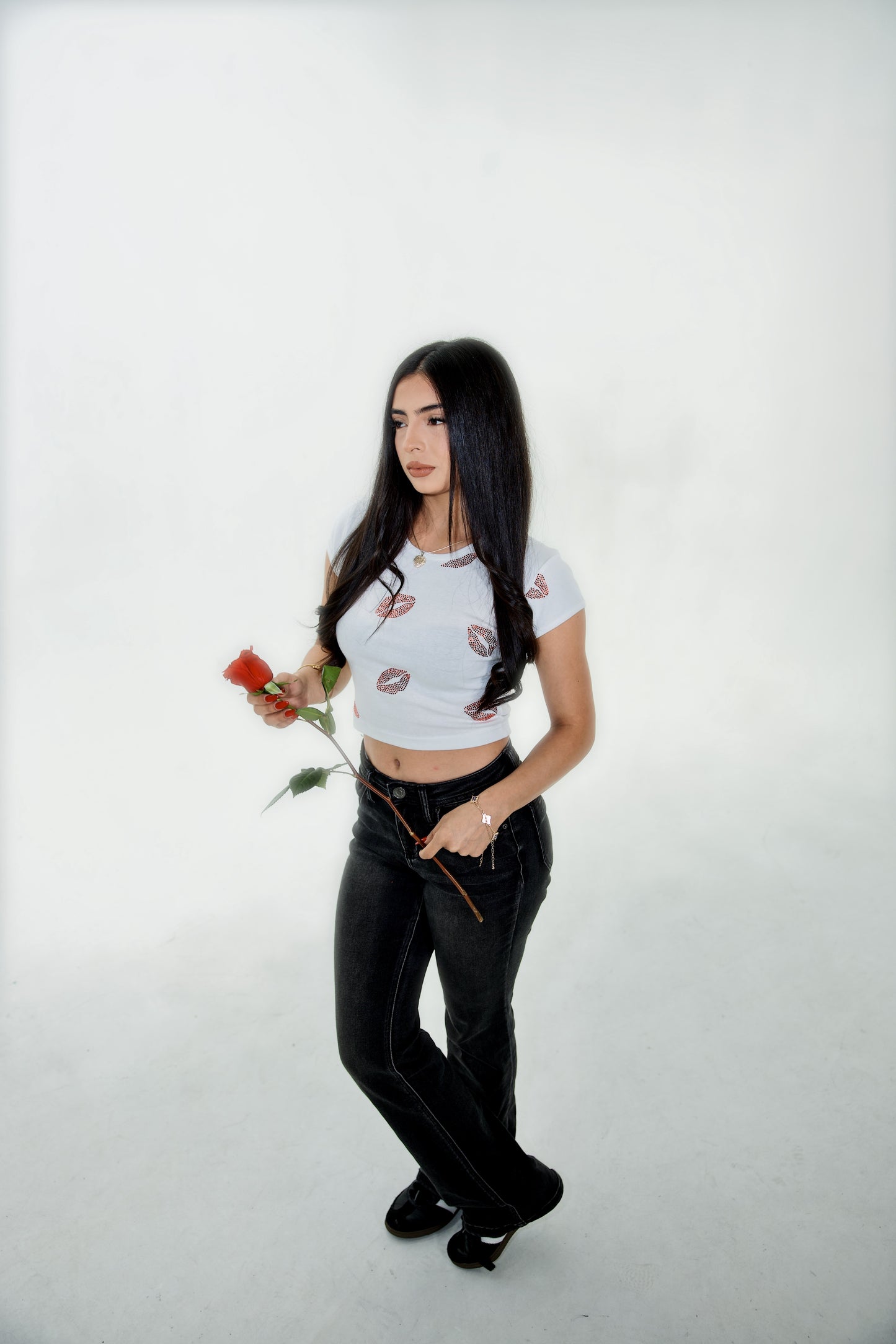 ALL OVER KISSES WHITE BABY TEE