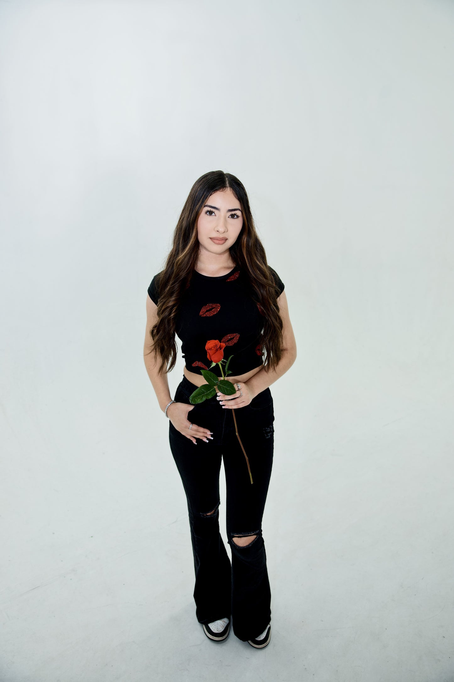 ALL OVER KISSES BLACK BABY TEE