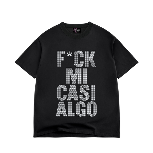 F*CK MI Casi Algo CROPPED Rhinestone T-Shirt