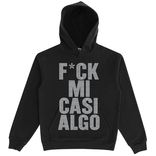 F*CK MI CASI ALGO Rhinestone Hoodie