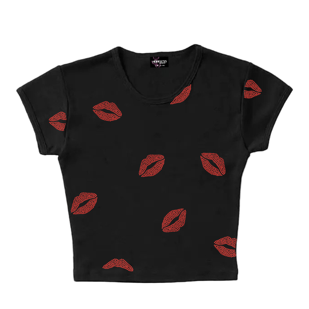 ALL OVER KISSES BLACK BABY TEE