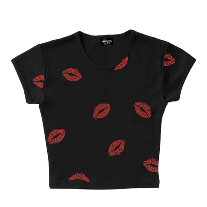 ALL OVER KISSES BLACK BABY TEE