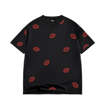 ALL OVER KISSES CROPPED RHINESTONE TEE