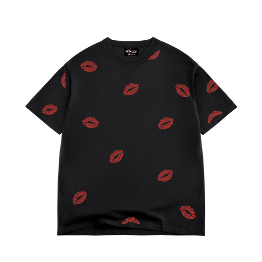 ALL OVER KISSES CROPPED RHINESTONE TEE