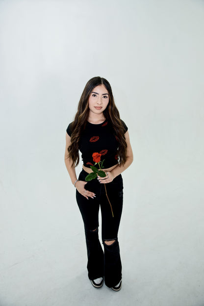 ALL OVER KISSES BLACK BABY TEE